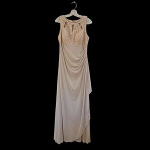 Vintage Juno cream rhinestone chiffon maxi dress